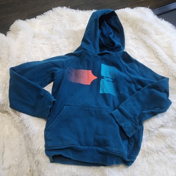 Under armour teal graphic hoodie tshirt size youth small - Picture 1 of 5